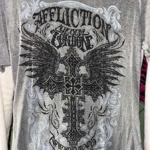 Affliction Gray Winged Cross Men's Tee